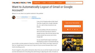 
                            10. Want to Automatically Logout of Gmail or Google Account?