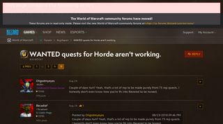 
                            5. WANTED quests for Horde aren't working. - World of Warcraft Forums ...