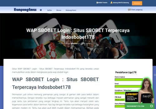 
                            3. WAP SBOBET Login : Situs SBOBET Terpercaya Indosbobet178