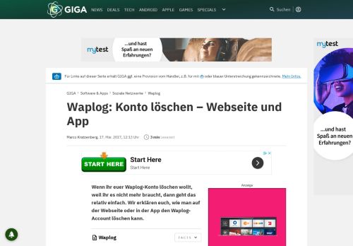 
                            9. Waplog: Konto löschen – Webseite und App – GIGA