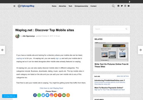 
                            10. Waplog.net : Discover Top Mobile sites – OgbongeBlog