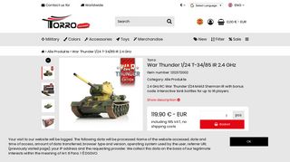 
                            10. War Thunder 1/24 T-34/85 IR with Bonus Code - Torro Shop