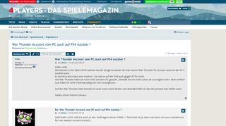 
                            13. War Thunder Account vom PC auch auf PS4 nutzbar ? - 4Players.de Forum