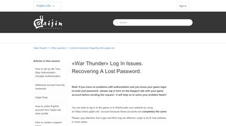 
                            3. «War Thunder» Log In Issues. Recovering A Lost Password. – Gaijin ...