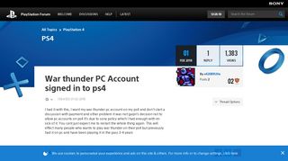 
                            7. War thunder PC Account signed in to ps4 - PlayStation Forum