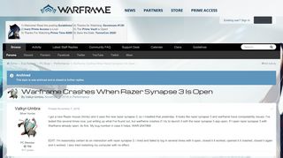 
                            12. Warframe Crashes When Razer Synapse 3 Is Open - Performance ...