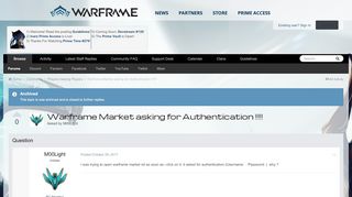 
                            2. Warframe Market asking for Authentication !!!!! - Players helping ...