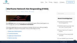 
                            11. Warframe Network Not Responding [FIXED] - Driver Easy