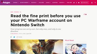 
                            11. Warframe PC account can be migrated to Nintendo Switch, but ...