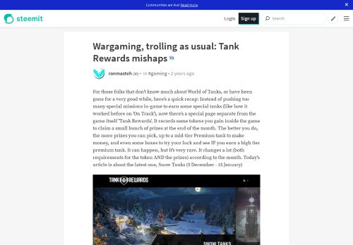 
                            13. Wargaming, trolling as usual: Tank Rewards mishaps — Steemit