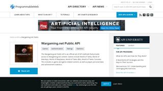 
                            7. Wargaming.net Public API | ProgrammableWeb