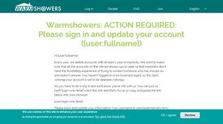 
                            7. Warmshowers: ACTION REQUIRED: Please sign in and update your ...