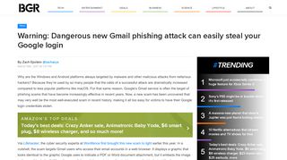 
                            5. Warning: Dangerous new Gmail phishing attack can easily ... - BGR.com