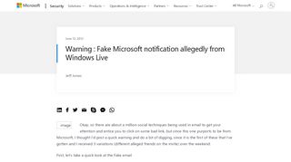 
                            5. Warning : Fake Microsoft notification allegedly from Windows Live ...