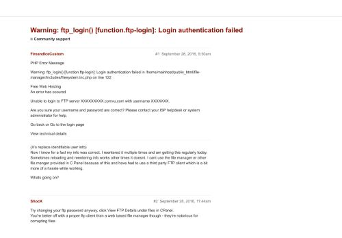 
                            3. Warning: ftp_login() [function.ftp-login]: Login authentication ...