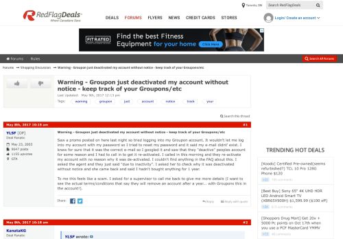 
                            5. Warning - Groupon just deactivated my account without notice ...