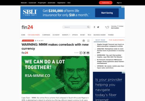 
                            9. WARNING: MMM makes comeback with new currency | Fin24