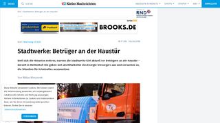 
                            10. Warnung der Stadtwerke Kiel: Betrüger an der Hastür - KN-online