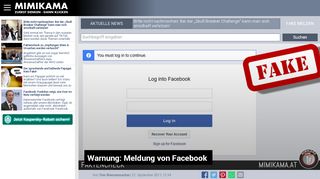 
                            2. Warnung: Meldung von Facebook • mimikama