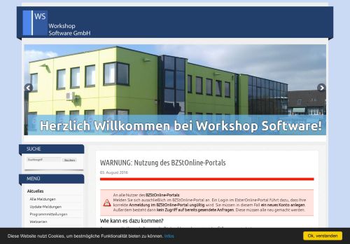 
                            8. WARNUNG: Nutzung des BZStOnline-Portals - Workshop Software ...