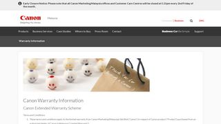 
                            4. Warranty Information - Canon Malaysia