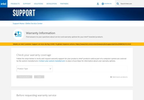 
                            2. Warranty Information - Intel Online Service Center