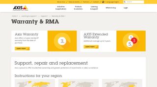 
                            8. Warranty & RMA | Axis Communications