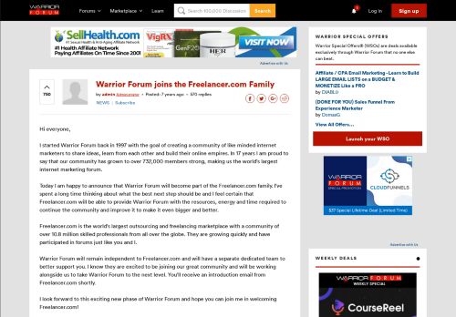 
                            11. Warrior Forum joins the Freelancer.com Family | Warrior ...