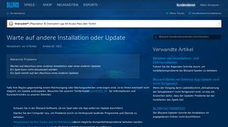 
                            2. Warte auf andere Installation oder Update - Blizzard-Kundendienst