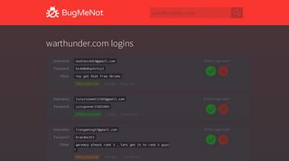 
                            12. warthunder.com passwords - BugMeNot