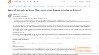 
                            5. Warum fragt mich der Steam Client meine e-Mail Adresse erneut zu ...