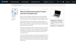 
                            6. Warum funktionieren meine Tastatur und mein Trackpad nicht - iFixit