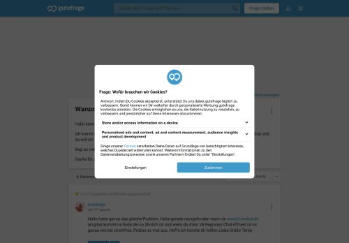 
                            9. Warum geht chat4free.de nicht mehr (Internet, Chat, Vista) - Gutefrage