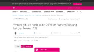 
                            2. Warum gibt es noch keine 2-Faktor Authentifizierung bei der Telekom ...