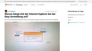 
                            11. Warum hängt sich der Internet Explorer bei der Ebay Anmeldung ...