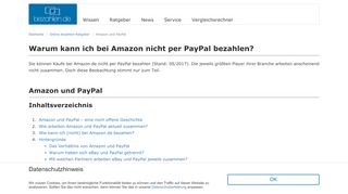 
                            5. Warum kann ich bei Amazon nicht per PayPal bezahlen? | Bezahlen.de