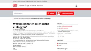 
                            9. Warum kann ich mich nicht einloggen? - Gelöst - Deutsche Bahn
