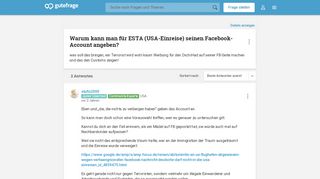 
                            7. Warum kann man für ESTA (USA-Einreise) seinen Facebook-Account ...