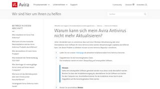 
                            7. Warum kann sich mein Avira Antivirus nicht mehr Aktualisieren?