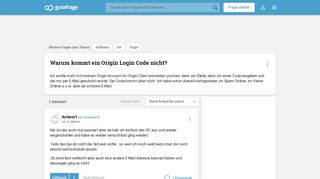 
                            7. Warum kommt ein Origin Login Code nicht? (Software, EA) - Gutefrage