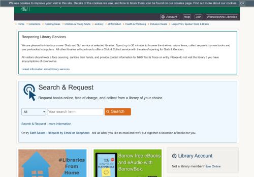 
                            5. Warwickshire Libraries Catalogue - search, request, renew, borrow