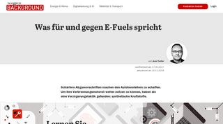 
                            8. Was für und gegen E-Fuels spricht - Tagesspiegel BACKGROUND