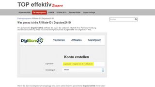 
                            13. Was genau ist die Affiliate-ID / Digistore24-ID - TOP effektiv Support