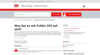 
                            1. Was hat es mit Fehler 503 auf sich? - Beantwortet - Bahn.de ...