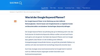 
                            11. Was ist der Google Keyword Planner? - SISTRIX
