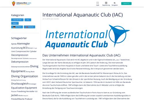 
                            10. Was ist der International Aquanautic Club (IAC)? | rateyourdive.com