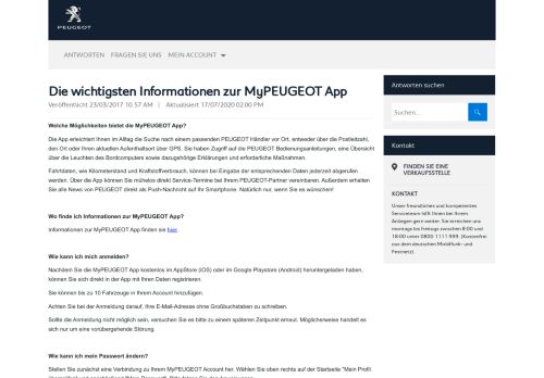 
                            9. Was ist die MyPEUGEOT App? - Kundenbetreuung