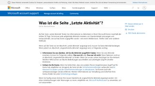 
                            4. Was ist die Seite „Letzte Aktivität“? - Microsoft Support