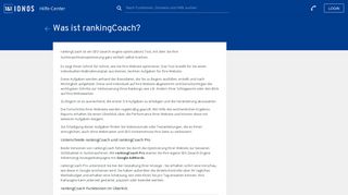 
                            2. Was ist rankingCoach? - 1&1 IONOS Hilfe