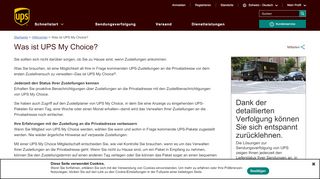 
                            7. Was ist UPS My Choice?: UPS - Schweiz - UPS.com